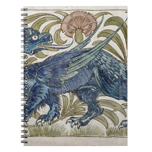 'Dragon' design for a tile (w/c on paper) Notebook (Front)