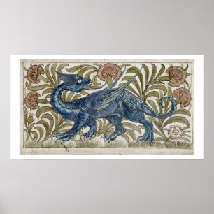 'Dragon' design for a tile (w/c on paper) Poster