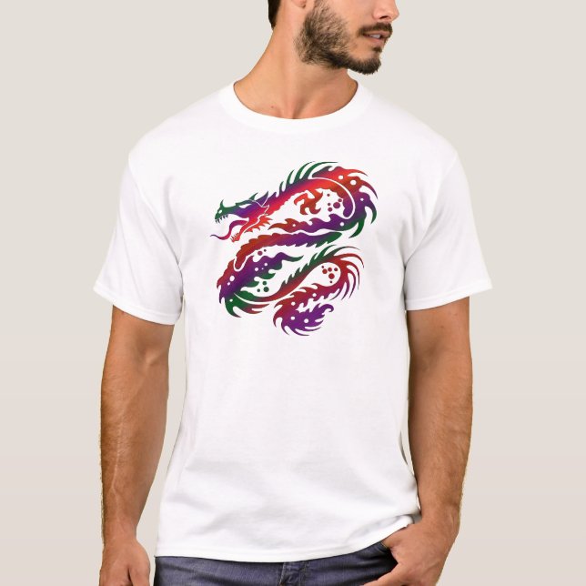 Dragon Design - Multi-Vibrant Colour Art T-Shirt (Front)