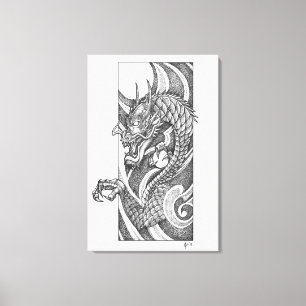 Dragon Dotwork Ryu Canvas Print