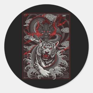 Dragon, Dragon Streetwear Japanese Tiger Urban, Ta Classic Round Sticker