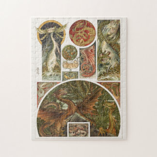 Dragon drawing, art nouveau by Anton Seder Jigsaw Puzzle