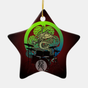 Dragon Drum 03 Ceramic Tree Decoration