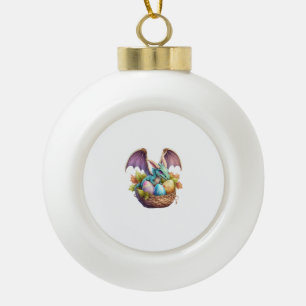 Dragon Easter Day Loves Collecting Easter Eggs Dra Ceramic Ball Christmas Ornament