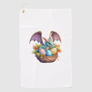 Dragon Easter Day Loves Collecting Easter Eggs Dra Golf Towel
