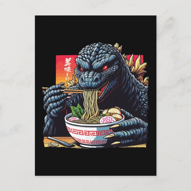 Dragon eating ramen  postcard (Front)