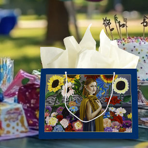 Dragon Elf Maiden Enchanted Flower Garden Fantasy Large Gift Bag