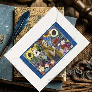 Dragon Elf Maiden Enchanted Flower Garden Fantasy Rectangular Sticker