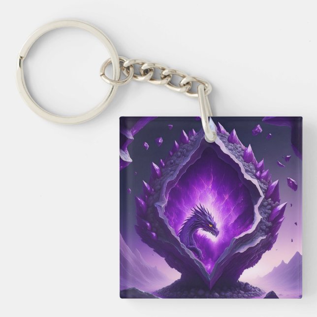 Dragon Emerges From Split In Spaceship he Crashed Key Ring (Front)