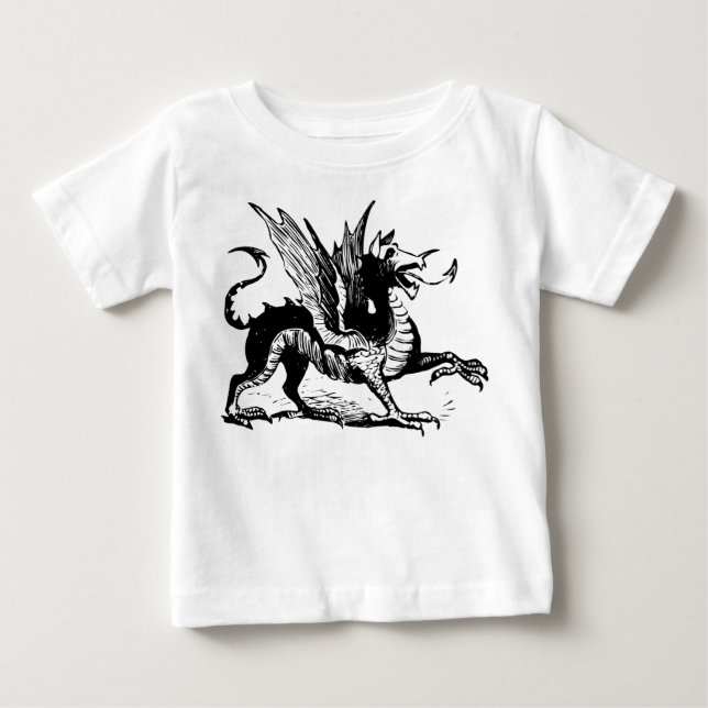 Dragon Engraving - Black Baby T-Shirt (Front)