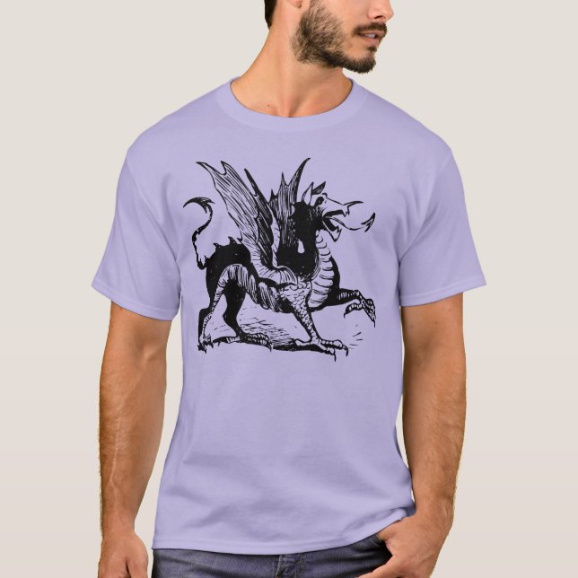 Dragon Engraving - Black T-Shirt (Front)