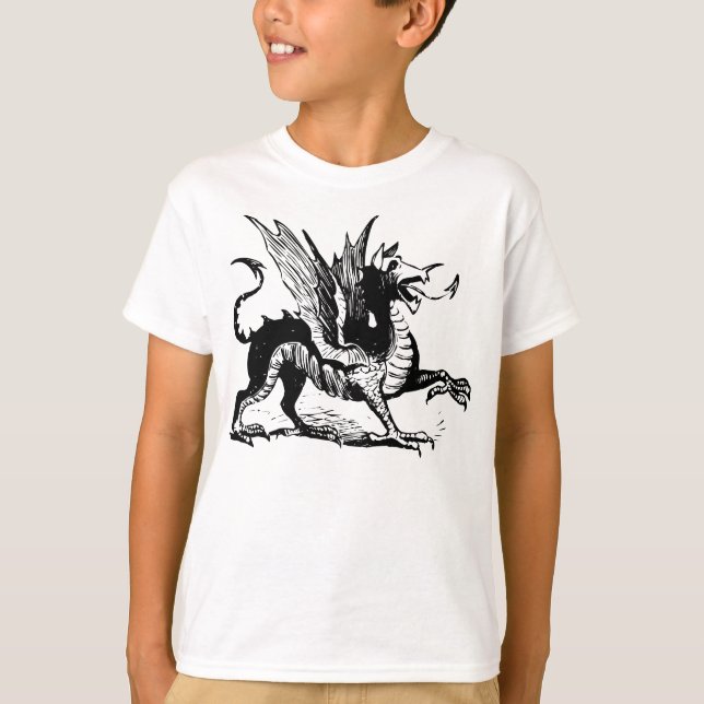 Dragon Engraving - Black T-Shirt (Front)