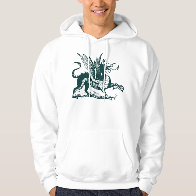 Dragon Engraving - Dark Green Hoodie (Front)
