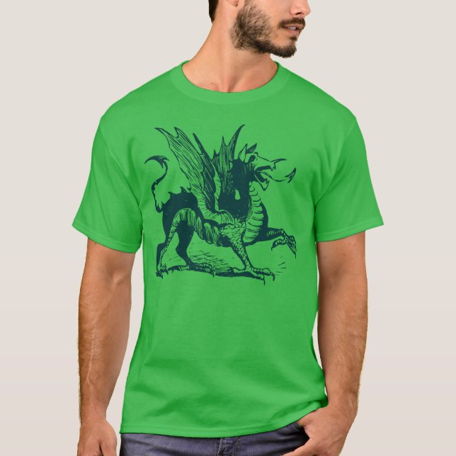 Dragon Engraving - Dark Green T-Shirt (Front)