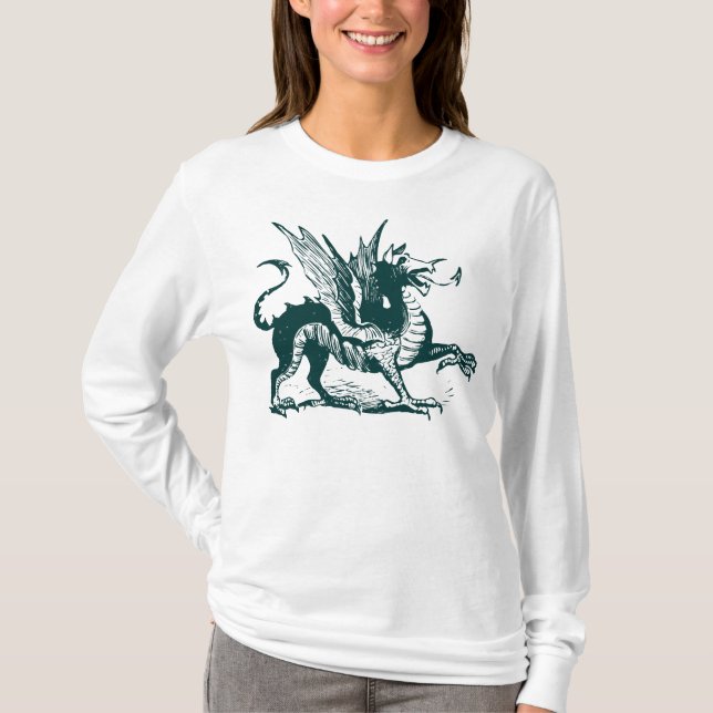 Dragon Engraving - Dark Green T-Shirt (Front)