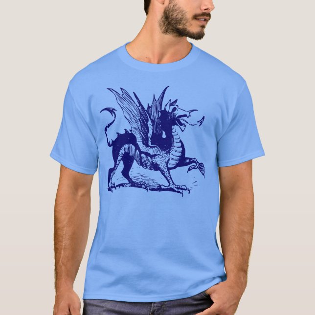 Dragon Engraving - Deep Navy T-Shirt (Front)