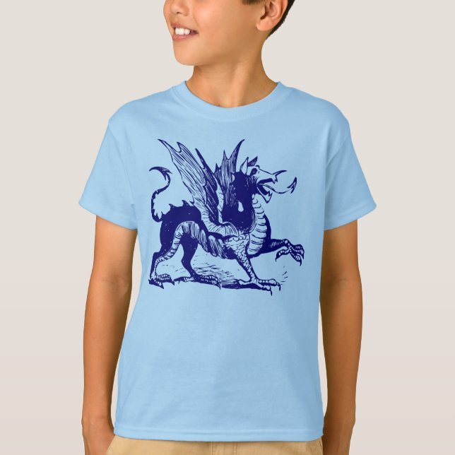Dragon Engraving - Deep Navy T-Shirt (Front)