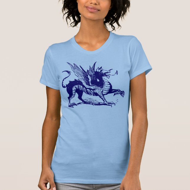 Dragon Engraving - Deep Navy T-Shirt (Front)