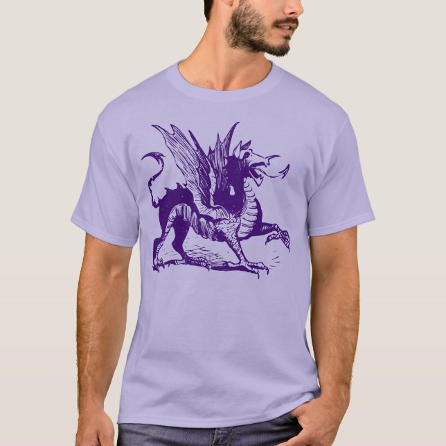 Dragon Engraving - Deep Purple T-Shirt (Front)