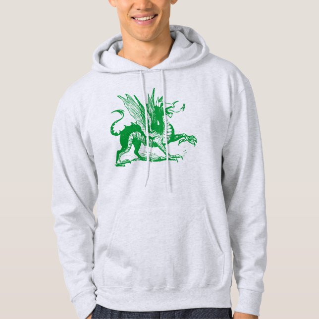 Dragon Engraving - Grass Green Hoodie (Front)