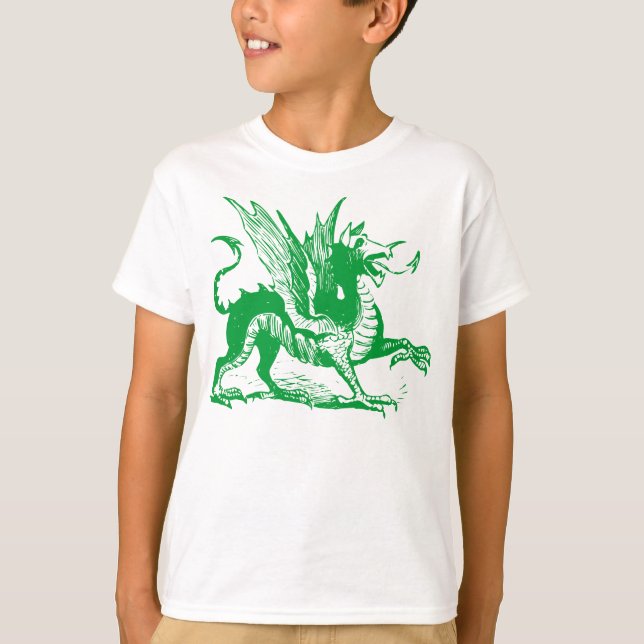 Dragon Engraving - Grass Green T-Shirt (Front)