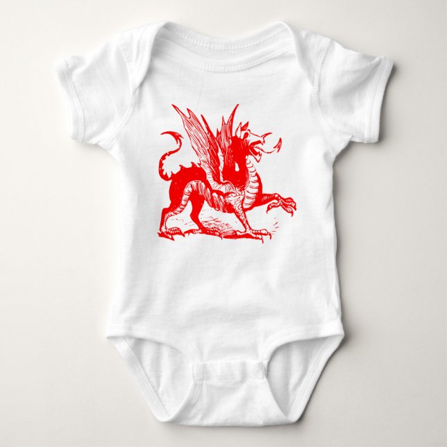 Dragon Engraving - Red Baby Bodysuit (Front)