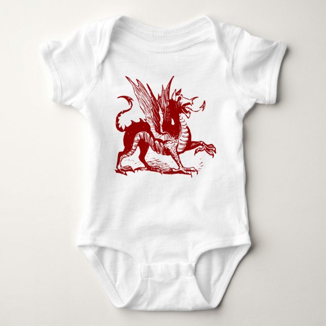 Dragon Engraving - Ruby Red Baby Bodysuit (Front)