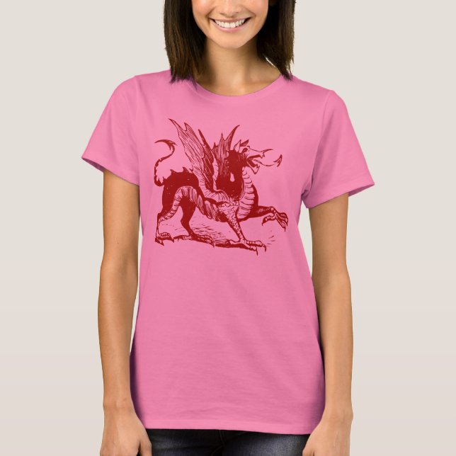 Dragon Engraving - Ruby Red T-Shirt (Front)