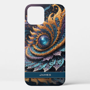 Dragon Eye Modern Abstract Geometric Fractal Name  iPhone 12 Case