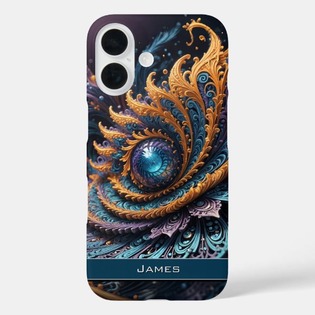 Dragon Eye Modern Abstract Geometric Fractal Name  Case-Mate iPhone Case (Back)