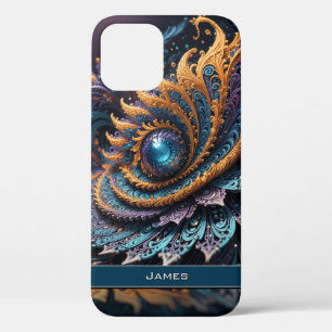 Dragon Eye Modern Abstract Geometric Fractal Name iPhone 12 Pro Case