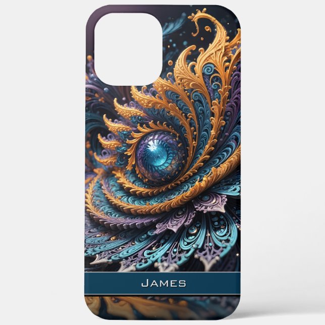 Dragon Eye Modern Abstract Geometric Fractal Name  Case-Mate iPhone Case (Back)
