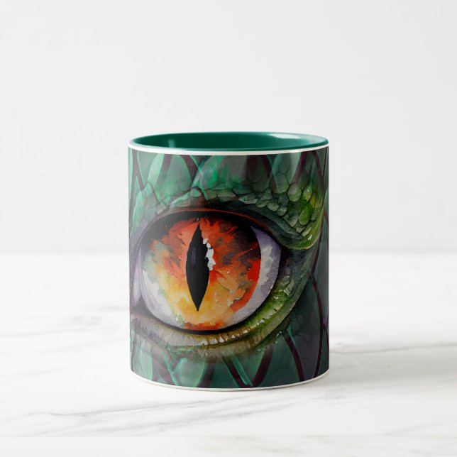 Dragon Eye Mythical Fantasy Two-Tone Coffee Mug (Center)