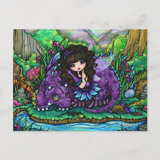 Dragon Fairy Fantasy Art Postcard by Hannah Lynn (Front)