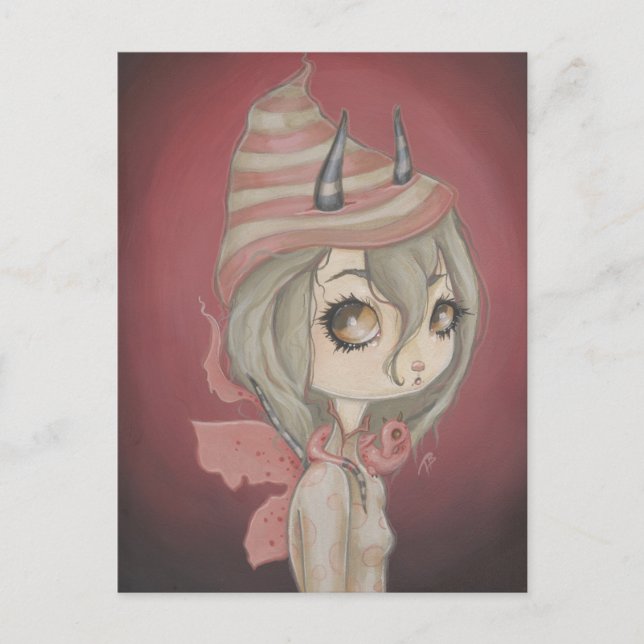 Dragon fairy postcard pink (Front)