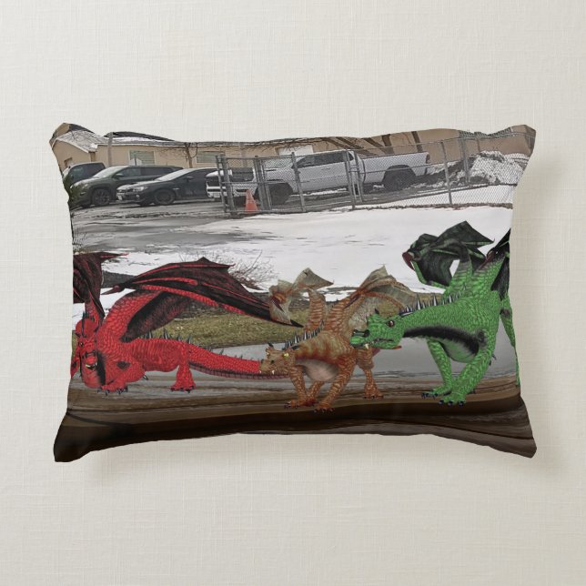 Dragon Family Accent Pillow (Front)