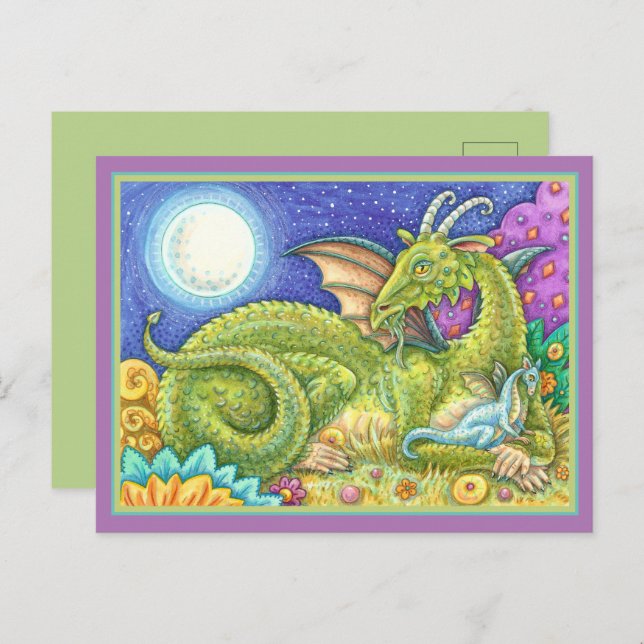 DRAGON FAMILY NEXT GENERATION, WHIMSICAL FANTASY POSTCARD (Front/Back)