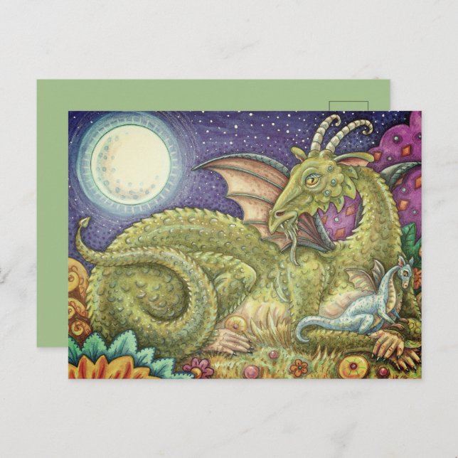 DRAGON FAMILY NEXT GENERATION, WHIMSICAL FANTASY POSTCARD (Front/Back)