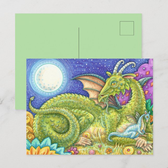 DRAGON FAMILY NEXT GENERATION, WHIMSICAL FANTASY POSTCARD (Front/Back)