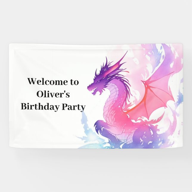 Dragon Fantasy Kids Birthday Banner (Horizontal)