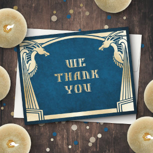 Dragon Fantasy Modern Deco Wedding Thank You Card