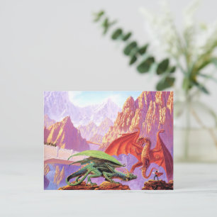 Dragon Fight Fantasy Art Postcard