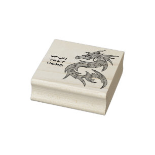 Dragon filled with Dots Pattern - right Rubber Stamp