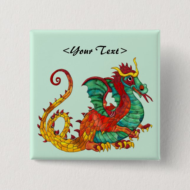 Dragon Fire 15 Cm Square Badge (Front)
