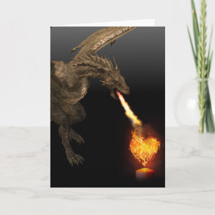 Dragon Fire Breathing Heart Love Wyvern Card