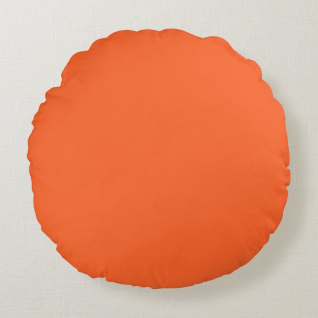 Dragon Fire Bright Orange Solid Colour Print Round Cushion (Front)