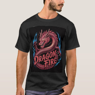 Dragon Fire Graphic – Vintage Pink Dragon & Blue  T-Shirt