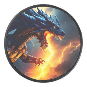 Dragon Fire Lightning Fight Two Hockey Puck