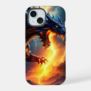 Dragon Fire Lightning Fight Two iPhone 15 Case