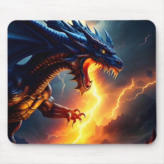 Dragon Fire Lightning Fight Two Mouse Pad (Front)